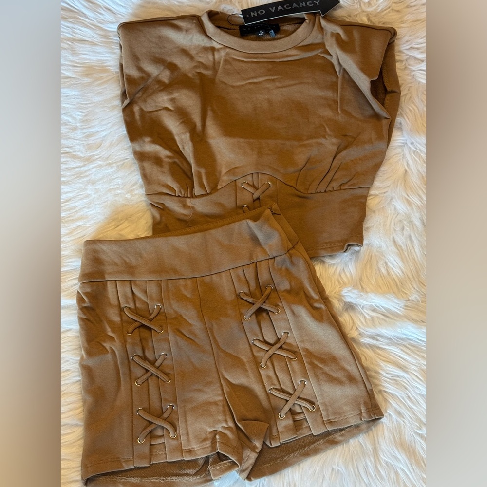 Stylish Mocha Skirt with Lace-Up Detail